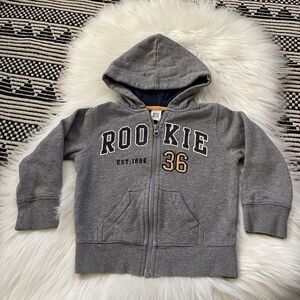 Carter Rookie 36 Grey Hoodie Full Zip Sweater Cotton Blend Toddler Kids 4T